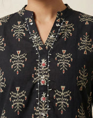 Stylish Pure Cotton A-Line Suit Set – Black & Rust