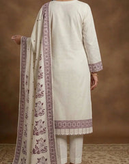 Elegant Pure Mul Cotton Suit – White with Dark Purple weaving