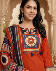 Elegant Pure Cotton Set – Rust